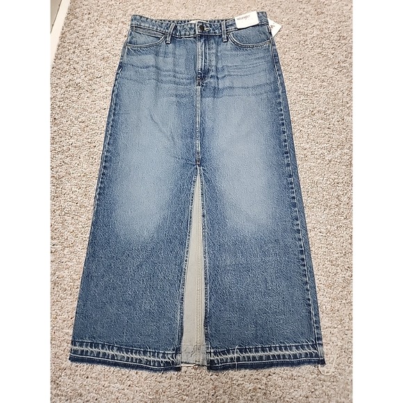 Wrangler Denim Maxi Skirt Size 6 Raw Hem Front Split NWT - Picture 3 of 15